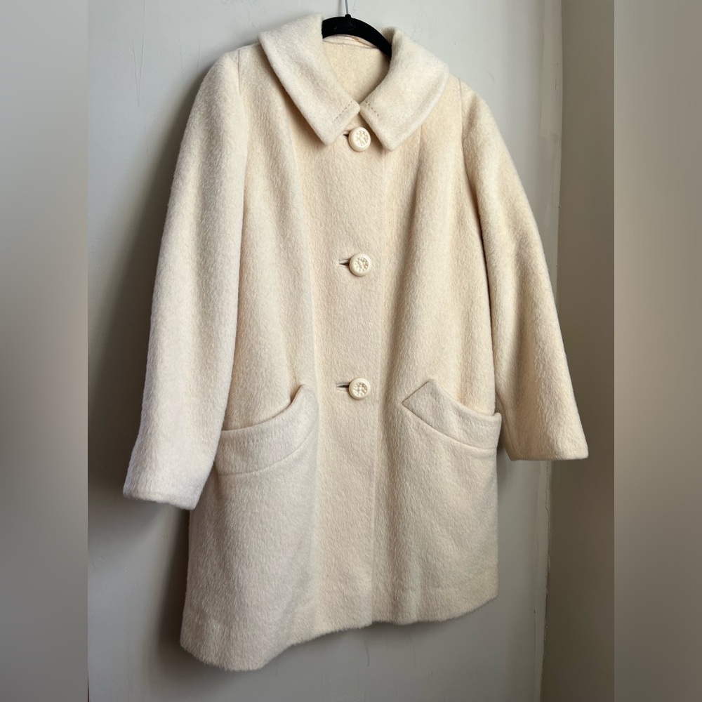 vintage 1960s white mohair swing coat